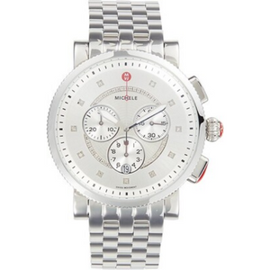 Michele Stainless Steel & Diamond Chrono Watch