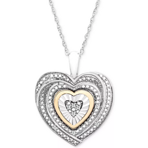 Diamond Accent Two-Tone Heart Pendant Necklace