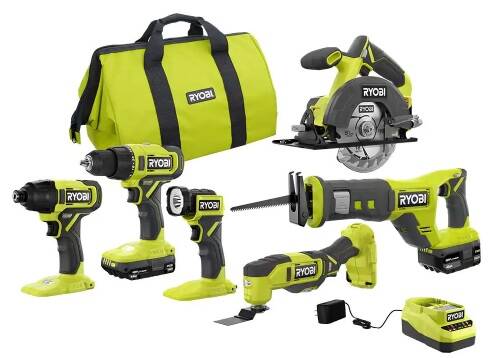 Ryobi One + 18V Cordless 6-Tool Combo Kit