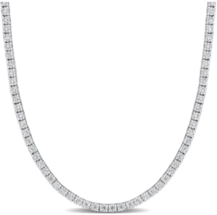 12.5 CTW Moissanite 18K White Gold Plated Tennis Necklace