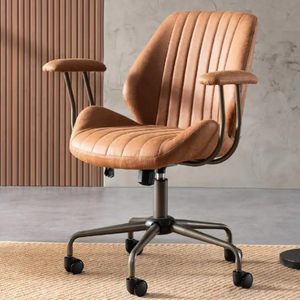 Suede Lumbar Support Swivel Office Chair