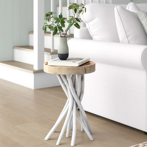 Wood 20'' Tree Stump End Table