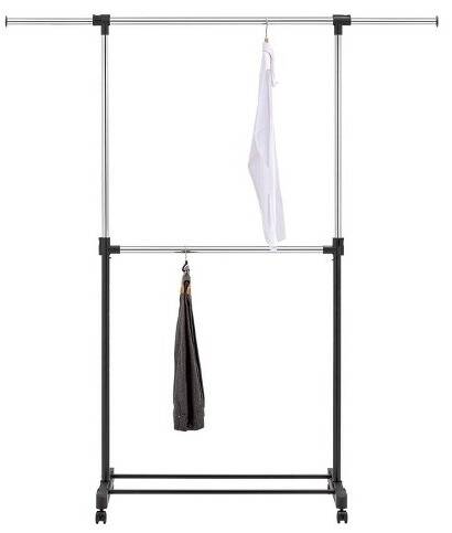 Rolling Adjustable Double Garment Rack