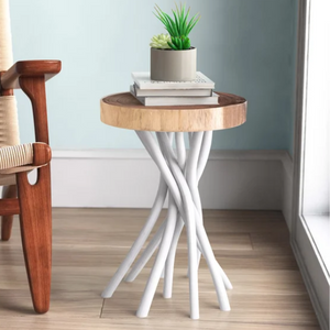 Wood 20'' Tree Stump End Table