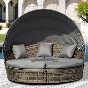 Convertible 4-Piece Cushioned Patio Daybed