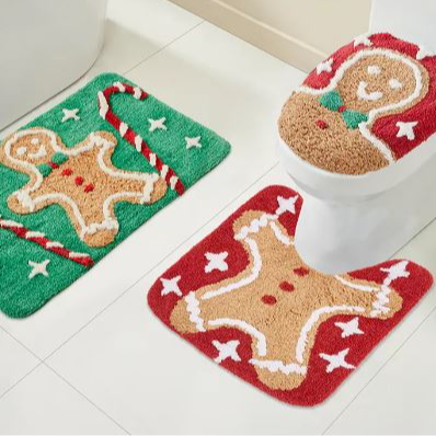 3-Piece Gingerbread Man Bath Rug Set