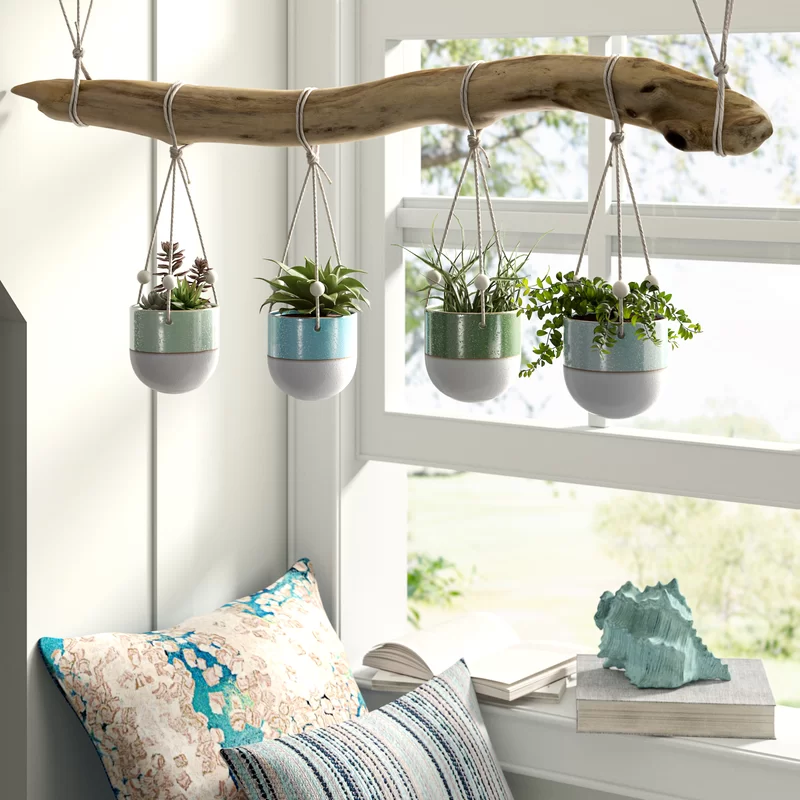 4-Piece Stoneware Hanging Planter