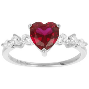 Diamonique Simulated Ruby Heart Ring