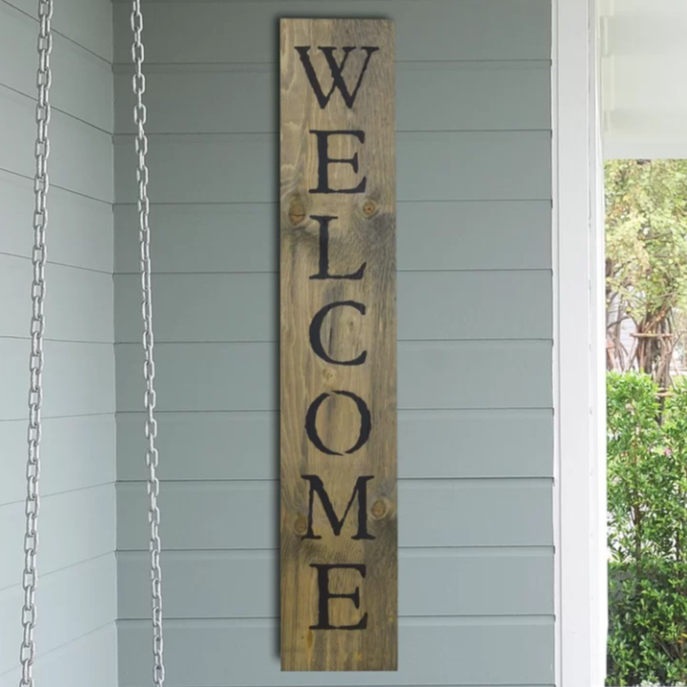 Wood Vertical Welcome Sign