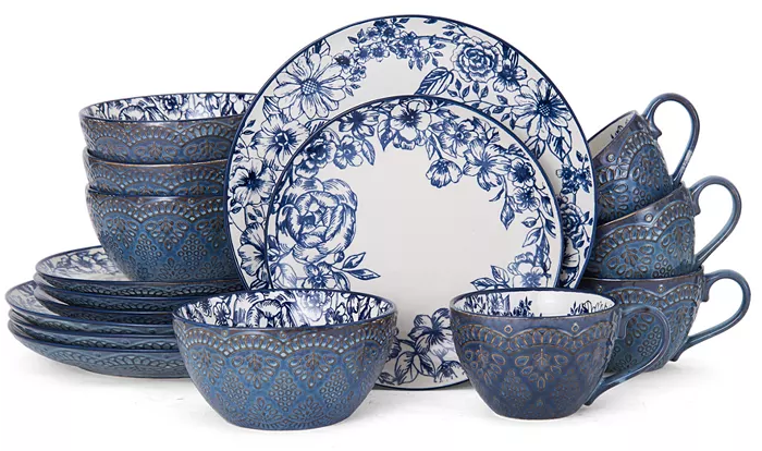 Pfaltzgraff 16-Piece Gabriela Blue Dinnerware Set