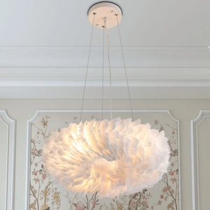 6-Light Dimmable Feather Chandelier