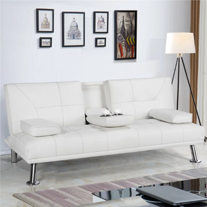 Convertible Faux Leather Futon