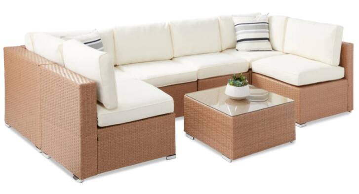 7-Piece Wicker Sectional Cushioned Set