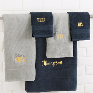 His or Hers Embroidered Cotton Bath Towel