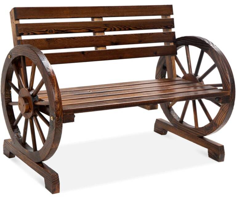 2-Person Wooden Wagon Wheel Bench