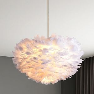 3-Light Dimmable Feather Chandelier