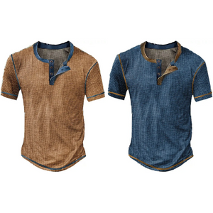 2-Piece Men's Waffle Henley Shirt