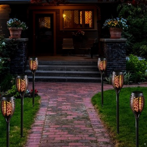 12-Pack LED Solar Tiki Torch Lights