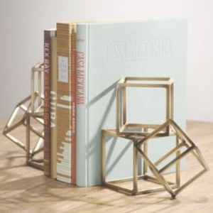 Antique Brass Geometric Bookends