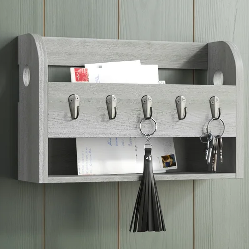 Wall Mail Organizer w/ Key Hooks