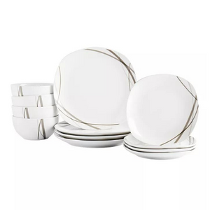 Tabletops Unlimited Curves Square 12-Piece Dinnerware Set