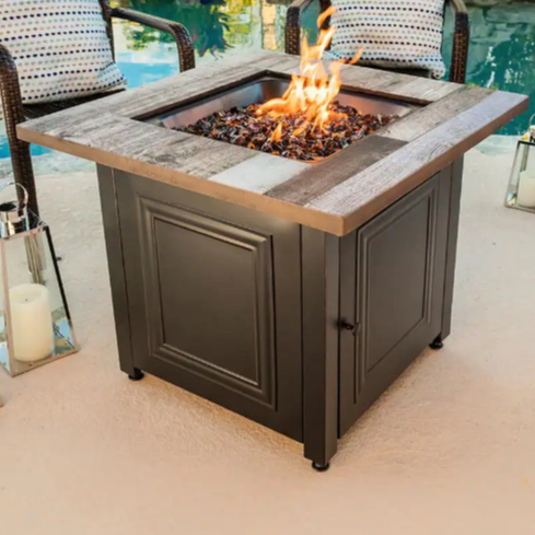 Rustic Wood Propane Fire Pit