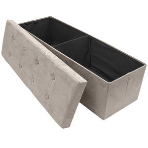 Faux Suede Tufted Bench Ottoman