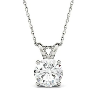 2CT Moissanite Solitaire 14K White Gold Necklace