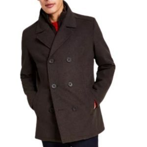 Kenneth Cole Men's Double Breasted Wool Blend Peacoat