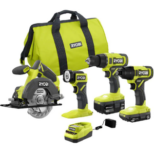 Ryobi ONE+ 18V Cordless Drill/Driver/Saw/Light + Free Bonus Tool