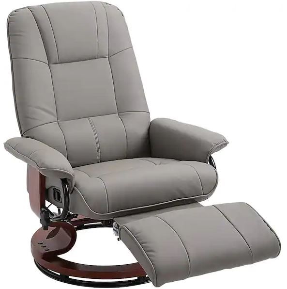 Faux  Leather Adjustable Swivel Recliner