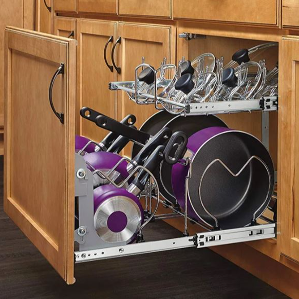 Kitchen Pull-Out Cabinet Pot Organizer