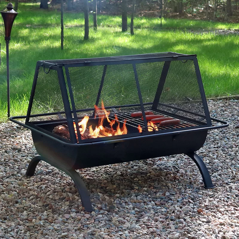 Steel Wood Burning Fire Pit w/ Grill