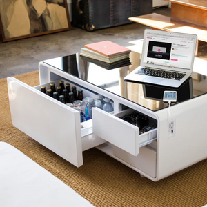 Smart Storage Coffee Table w/ Fridge, Speaker & USB