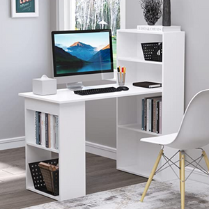 L-Shaped Wood  4-Cubby Desk