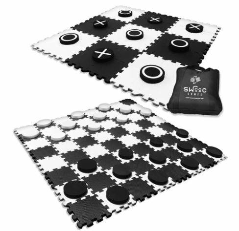 2-In-1 Giant 4' Checkers & 3' Tic Tac Toe Game