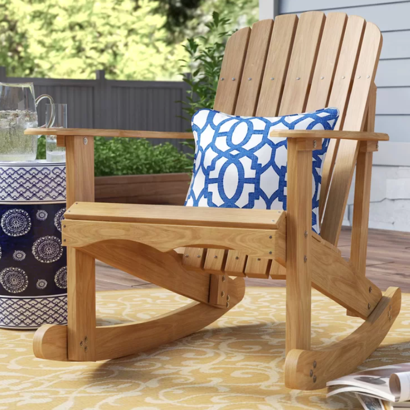 Solid Wood Rocking Adirondack Chair