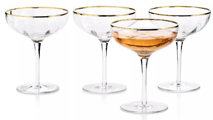 Martha Stewart 4-Piece Clear Optic Coupe Glasses