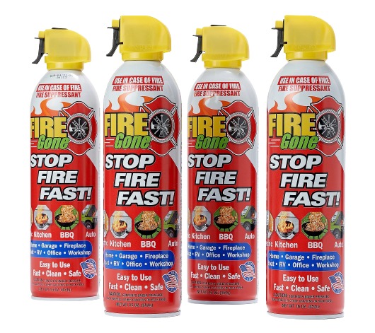 4-Pack Fire Suppressant Spray Cans