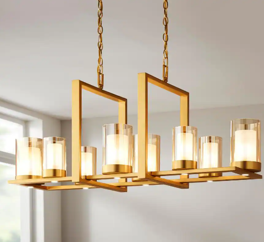 8-Light LED Brass Chandelier