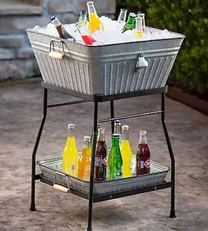 Metal Beverage Tub & Tray Stand