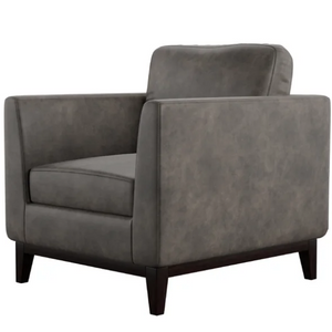 Faux Leather Square Arms Accent Chair