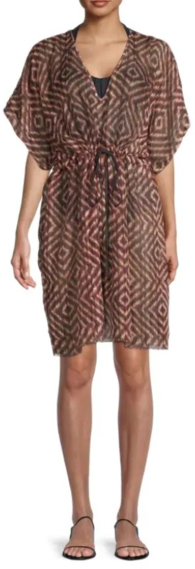 Calvin Klein Geometric-Print Caftan Coverup