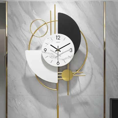 Modern 3D Round Pendulum Geometric Wall Clock