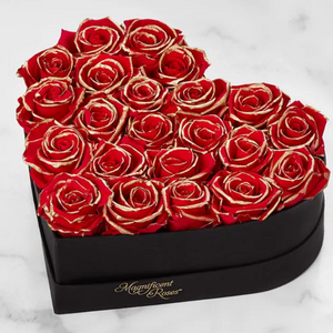 Magnificent Roses Preserved Gold Kissed Roses Box