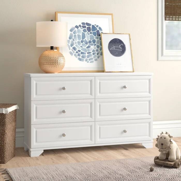 Solid Wood 6-Drawer Double Dresser