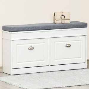 Entryway Shoe Storage Bench w/ Cushion 2 Drawers