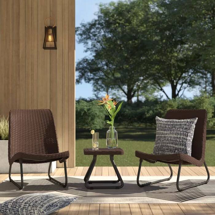 Wicker 3-Piece Patio Set