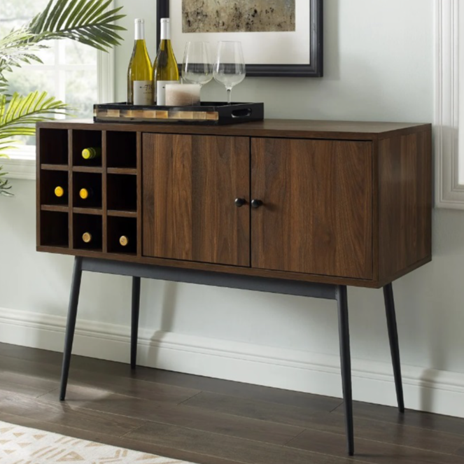 2-Door Bar Cabinet w/ Bottle Storage