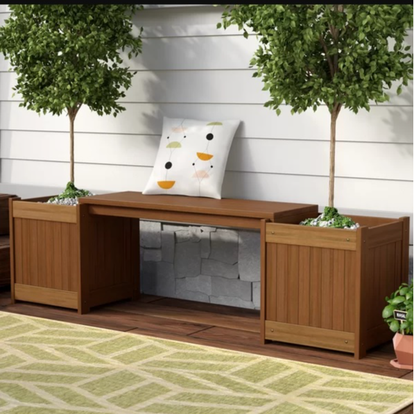 Brown Fallah Wooden Planter Bench